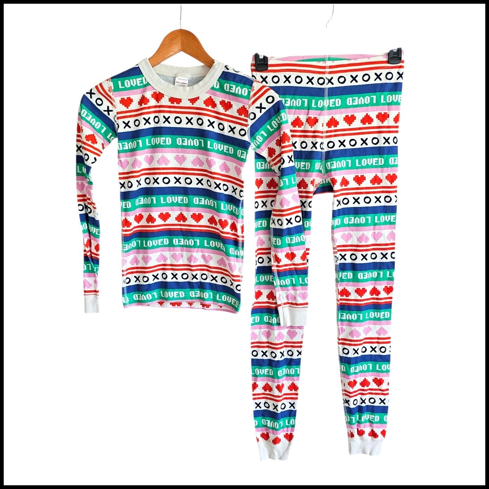Hanna Andersson Kids Pajama Set Size 12 150 XOXO Hearts Valentine's‎ Day Organic